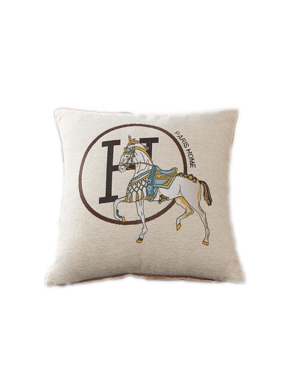 Paris Home Beige Decorative Pillow Cases with Horse Emblem Set of 2 NWOT